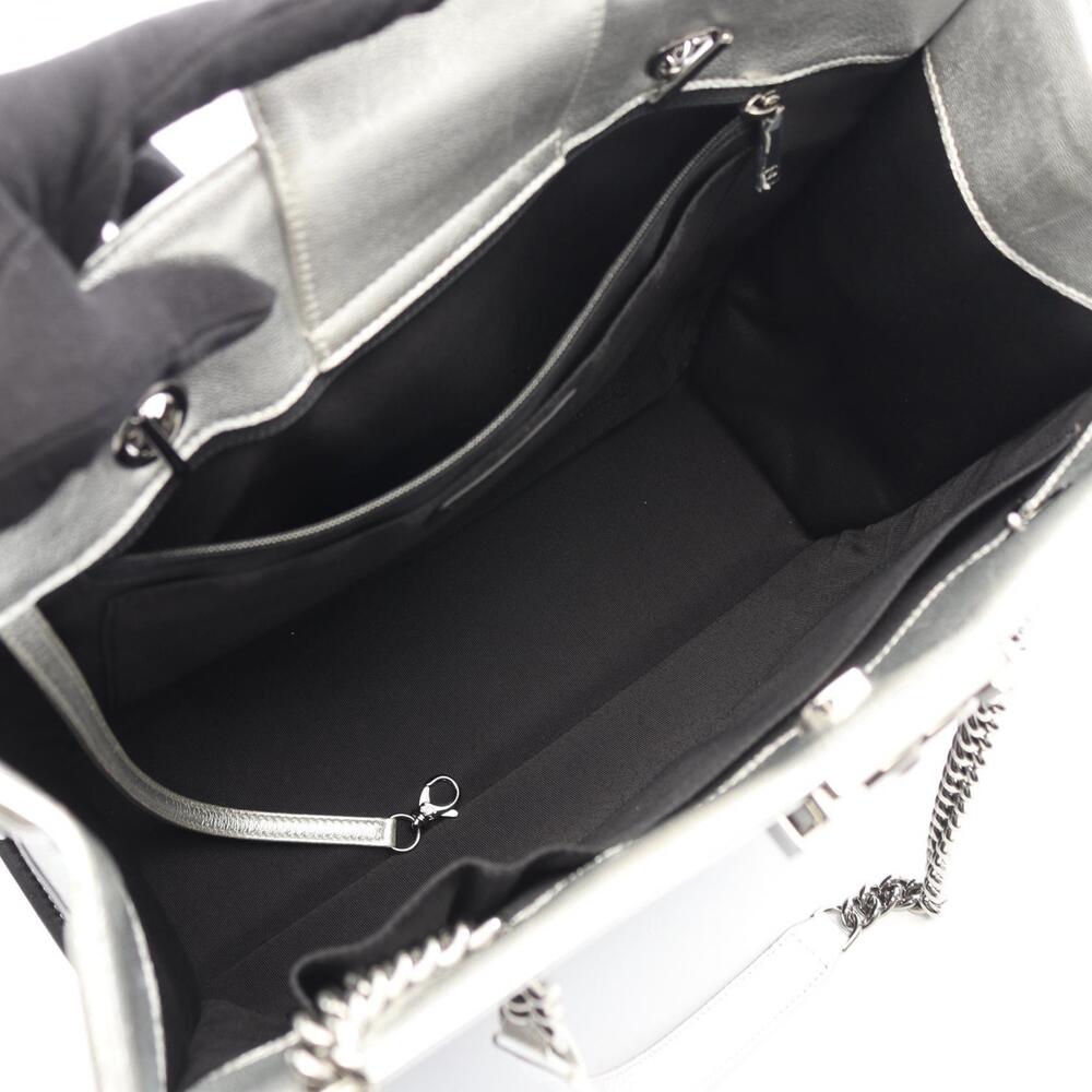 Chanel Boy Tote Bag Leather Silver Black - Picture 3 of 8